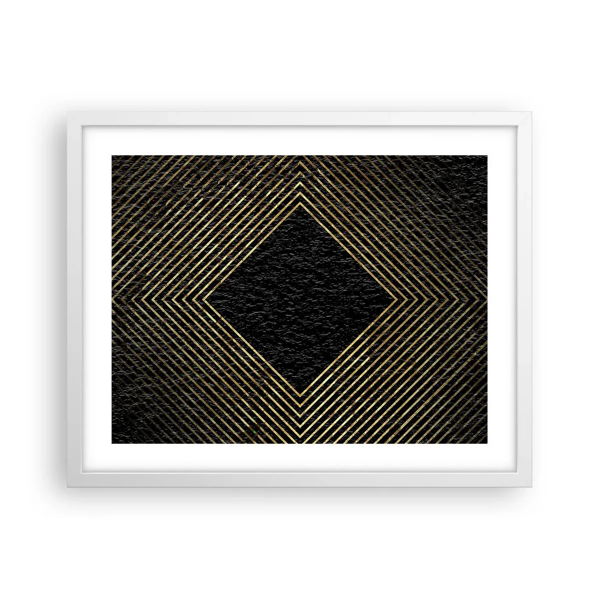 Póster en marco blanco - Geometría al estilo glamour - 50x40 cm