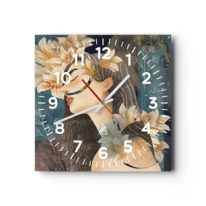 Reloj de pared - Reloj de vidrio - Cuento de princesa con lirios - 40x40 cm