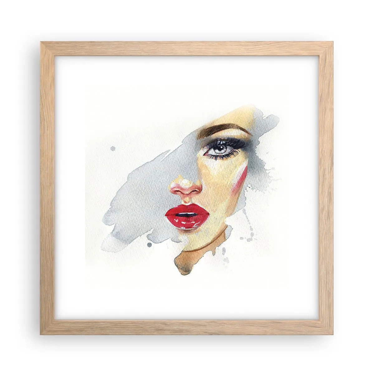 Póster en marco roble claro - Reflejo en una gota de agua - 30x30 cm