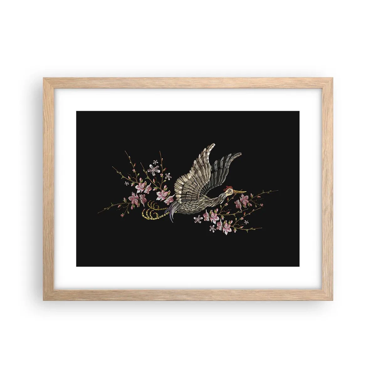 Póster en marco roble claro - Ave florida - 40x30 cm