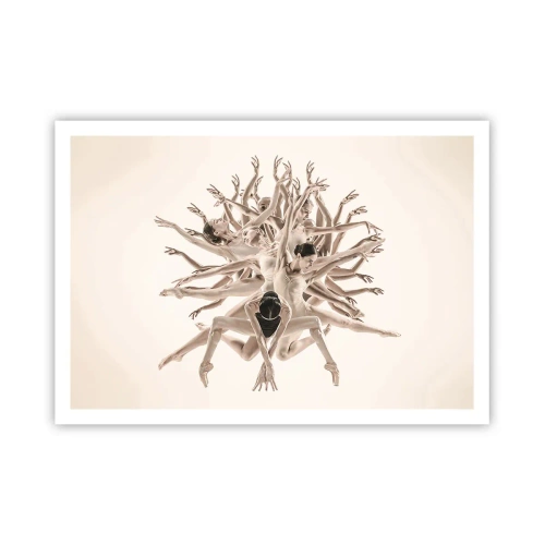 Póster - Composición abstracta de bailarines en movimiento. - 100x70cm - Floreciendo en la danza - Decoración de pared moderna para salón y dormitorio ARTTOR