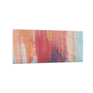 Cuadro sobre vidrio - Impresiones sobre Vidrio - Pinceladas abstractas coloridas - 120x50cm - Trazos de arco iris - Decoración de pared moderna para salón y dormitorio ARTTOR