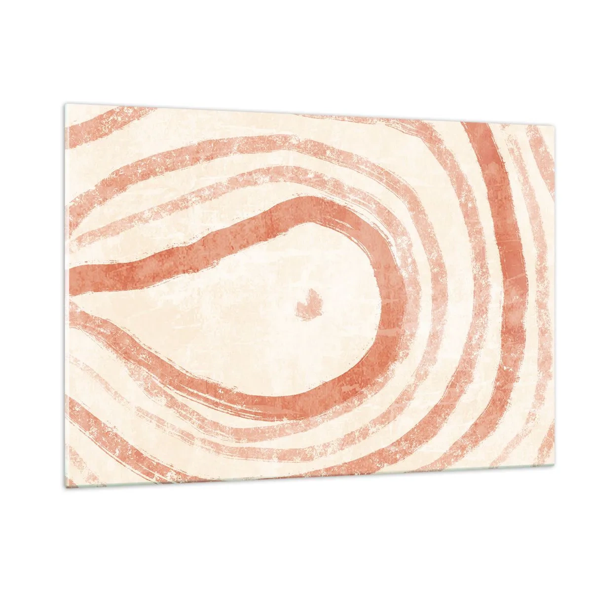 Cuadro sobre vidrio - Impresiones sobre Vidrio - Líneas de coral abstractas en forma de círculos concéntricos. - 120x80cm - Círculos de coral - composición - Decoración de pared moderna para salón y dormitorio ARTTOR