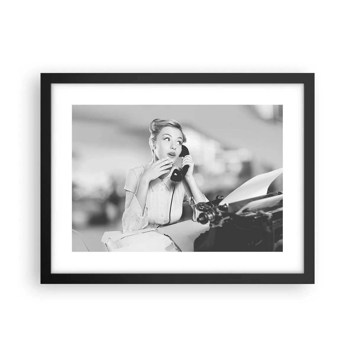 Póster en marco negro - ¿Diga?, estamos en los años 50. - 40x30 cm