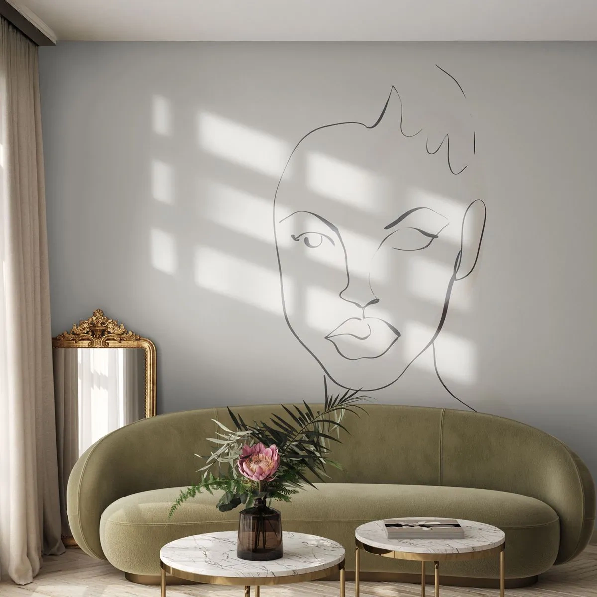 Fotomural Autadhesivo Deluxe Sticker - Un esbozo de sensualidad - Mujer, Gráficos, Pedazo - 250x175 cm