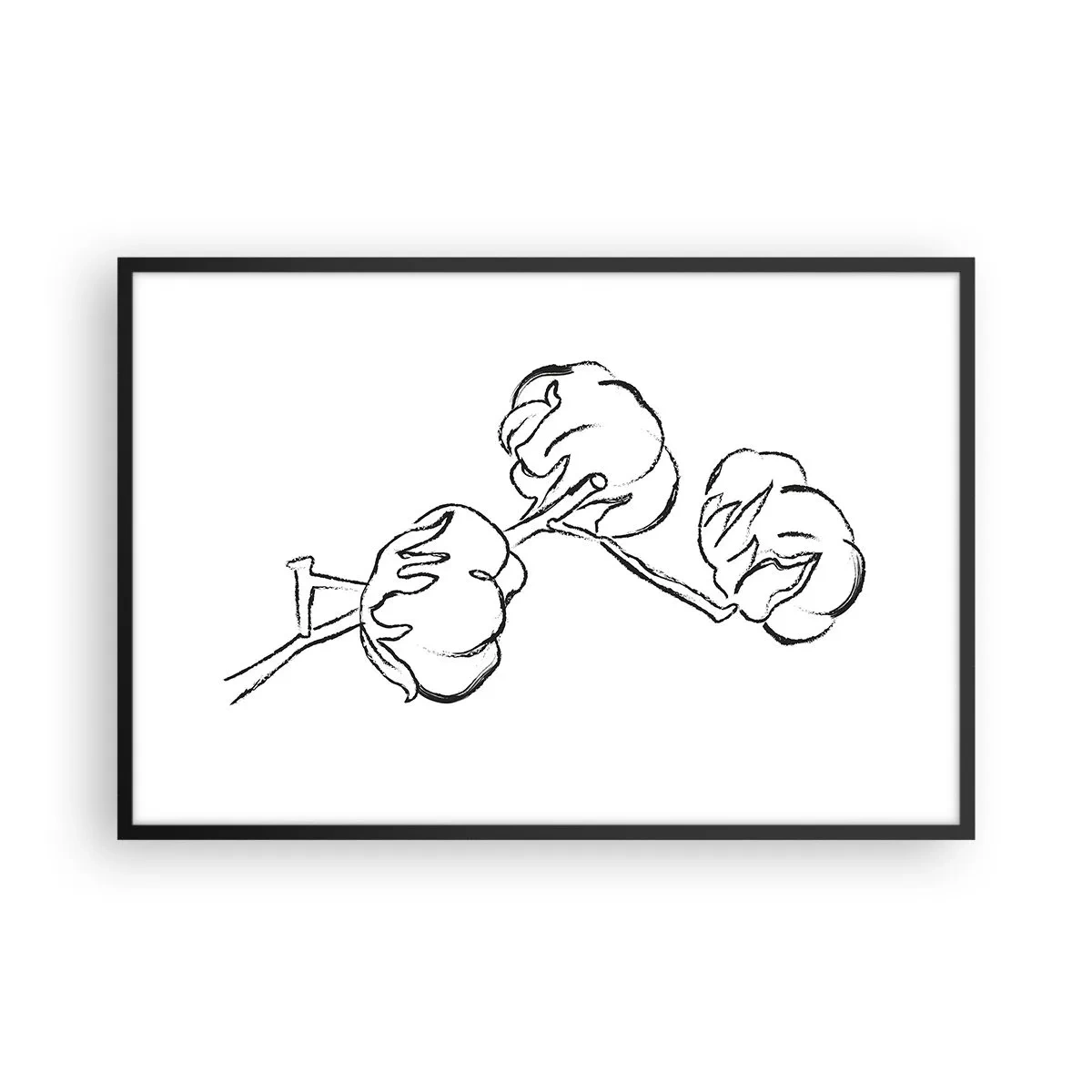Póster en marco negro - Plumón de algodón - 91x61 cm