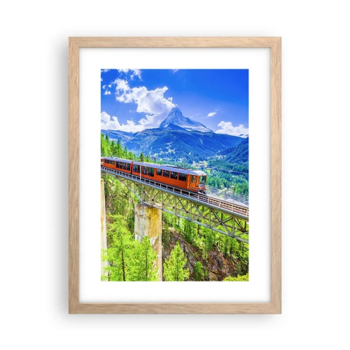 Póster en marco roble claro - Ferrocarril a los Alpes - 30x40 cm