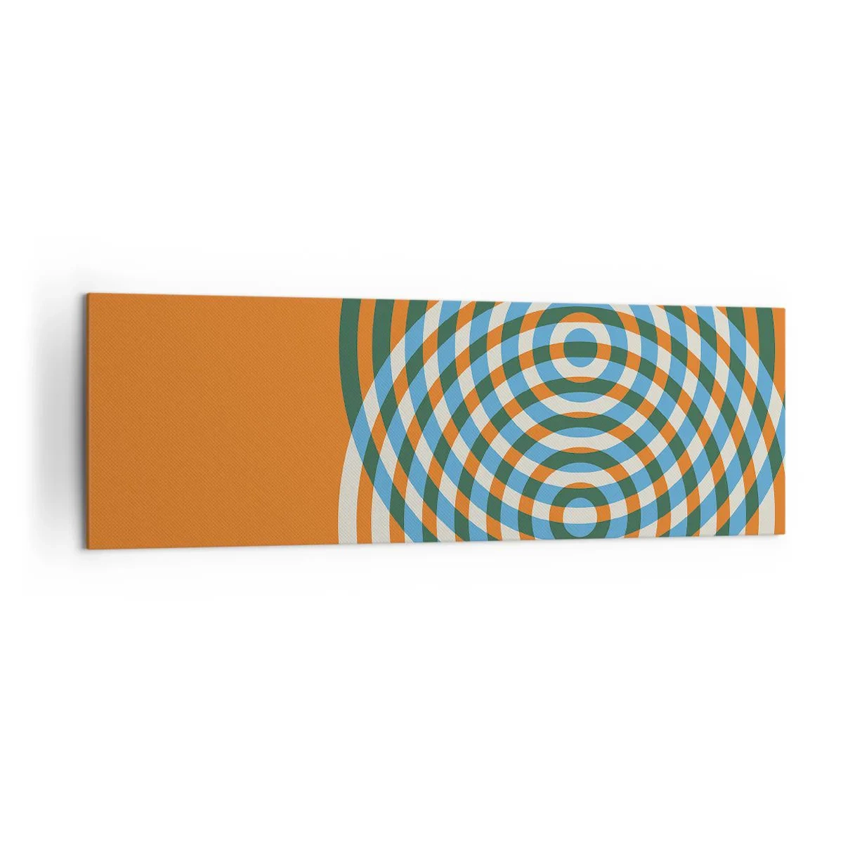 Cuadro sobre lienzo - Impresión de Imagen - Círculos concéntricos sobre un fondo naranja - 160x50cm - Círculos y abstracción - Decoración de pared moderna para salón y dormitorio ARTTOR