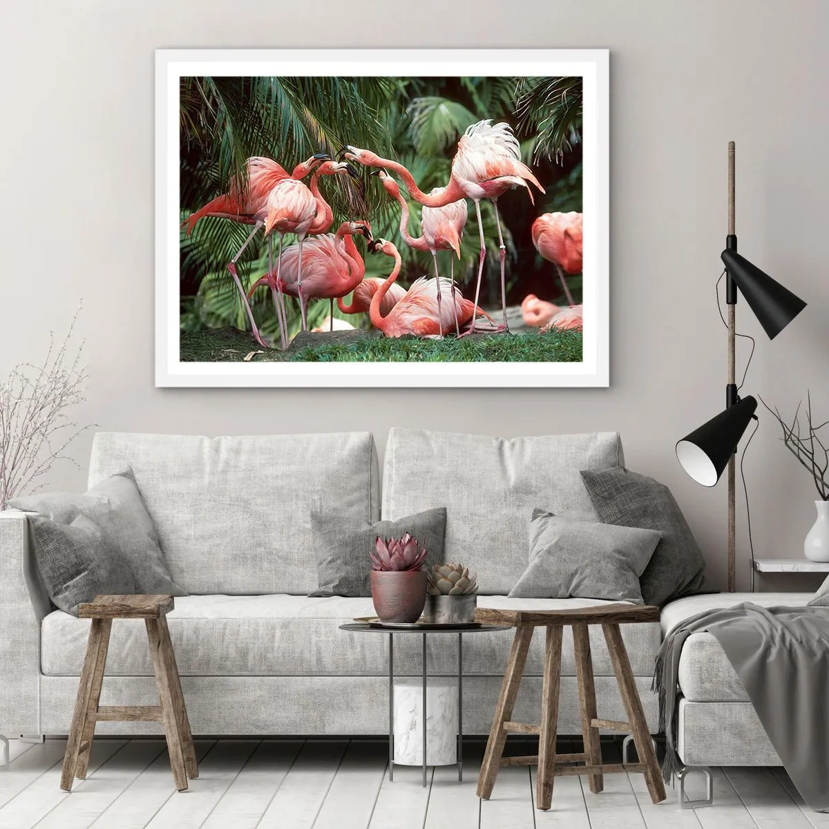 Póster en marco blanco - Cotilleos de la tarde - 50x40 cm