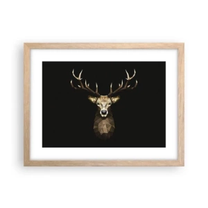 Póster en marco roble claro - Ciervo cubista - 40x30 cm