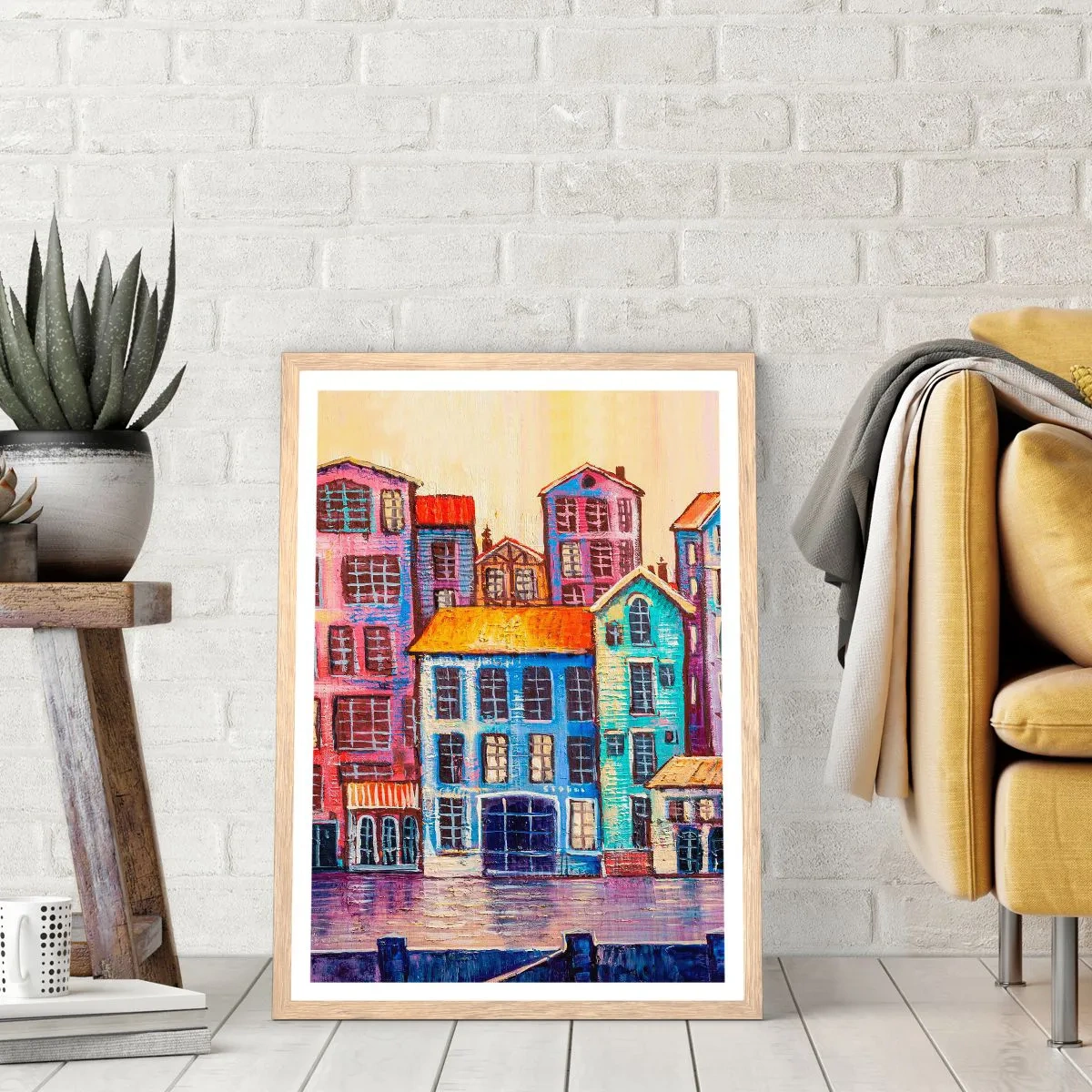 Póster en marco roble claro - Una ciudad como un cuento de hadas - 50x70 cm