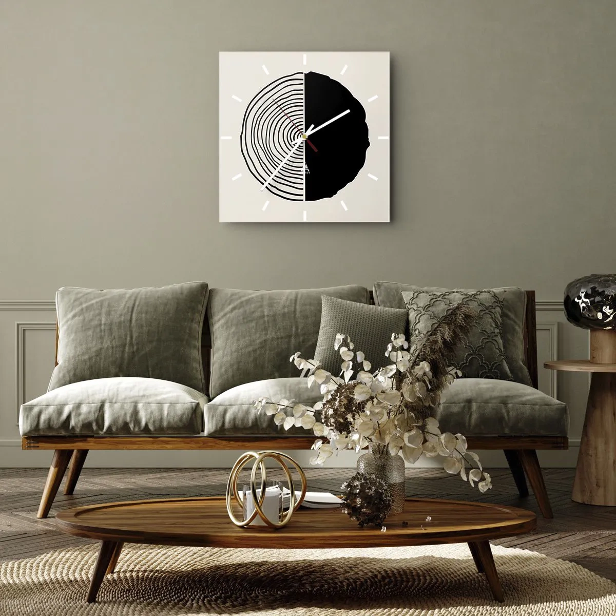 Reloj de pared - Reloj de vidrio - Mitad y mitad - 40x40 cm