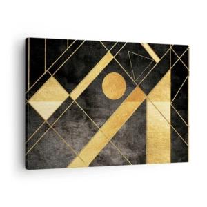 Cuadro sobre lienzo - Impresión de Imagen - Formas geométricas en tonos dorados y negros. - 70x50cm - Sol del desierto - Decoración de pared moderna para salón y dormitorio ARTTOR