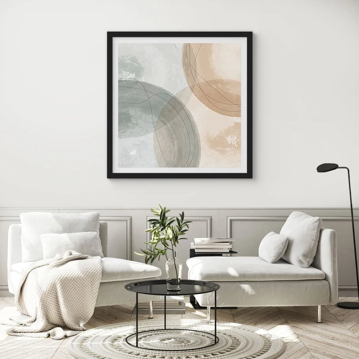 Póster en marco negro - Mundos que se entrecruzan - 60x60 cm