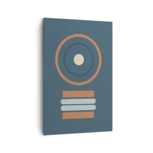 Cuadro sobre lienzo - Impresión de Imagen - Una composición geométrica con círculos y rectángulos en colores tenues. - 80x120cm - La esencia de las cosas - Decoración de pared moderna para salón y dormitorio ARTTOR