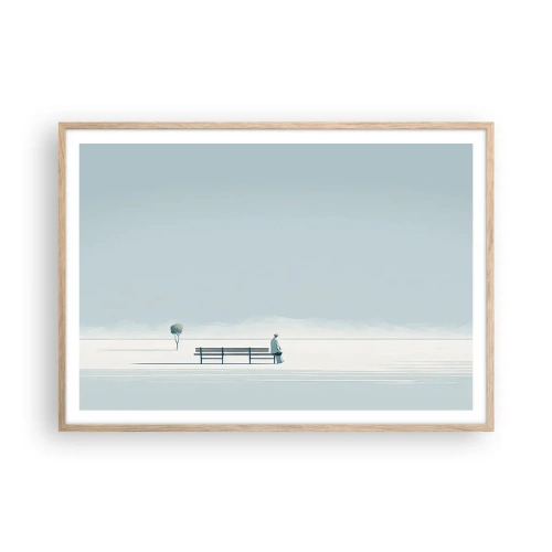 Póster en marco roble claro - Sí, estoy esperando - 100x70 cm