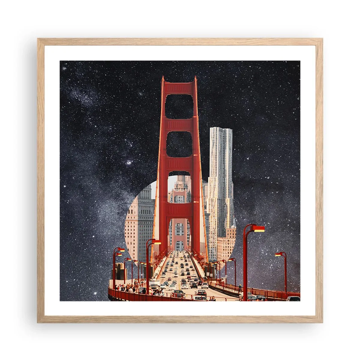 Póster en marco roble claro - Siempre en el centro - 60x60 cm