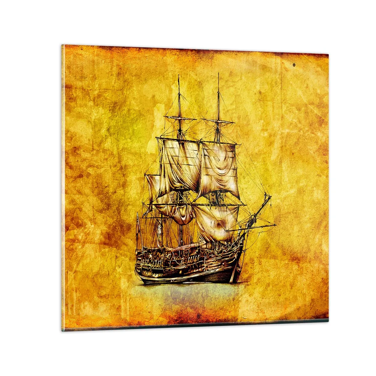 Cuadro sobre vidrio - Impresiones sobre Vidrio - ¡Rumbo a la isla Tortuga! - 30x30 cm