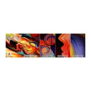 Muestra de fotomural Premium Sand - Juego musical - Abstracción, cara de mujer, Violín - 100x30 cm