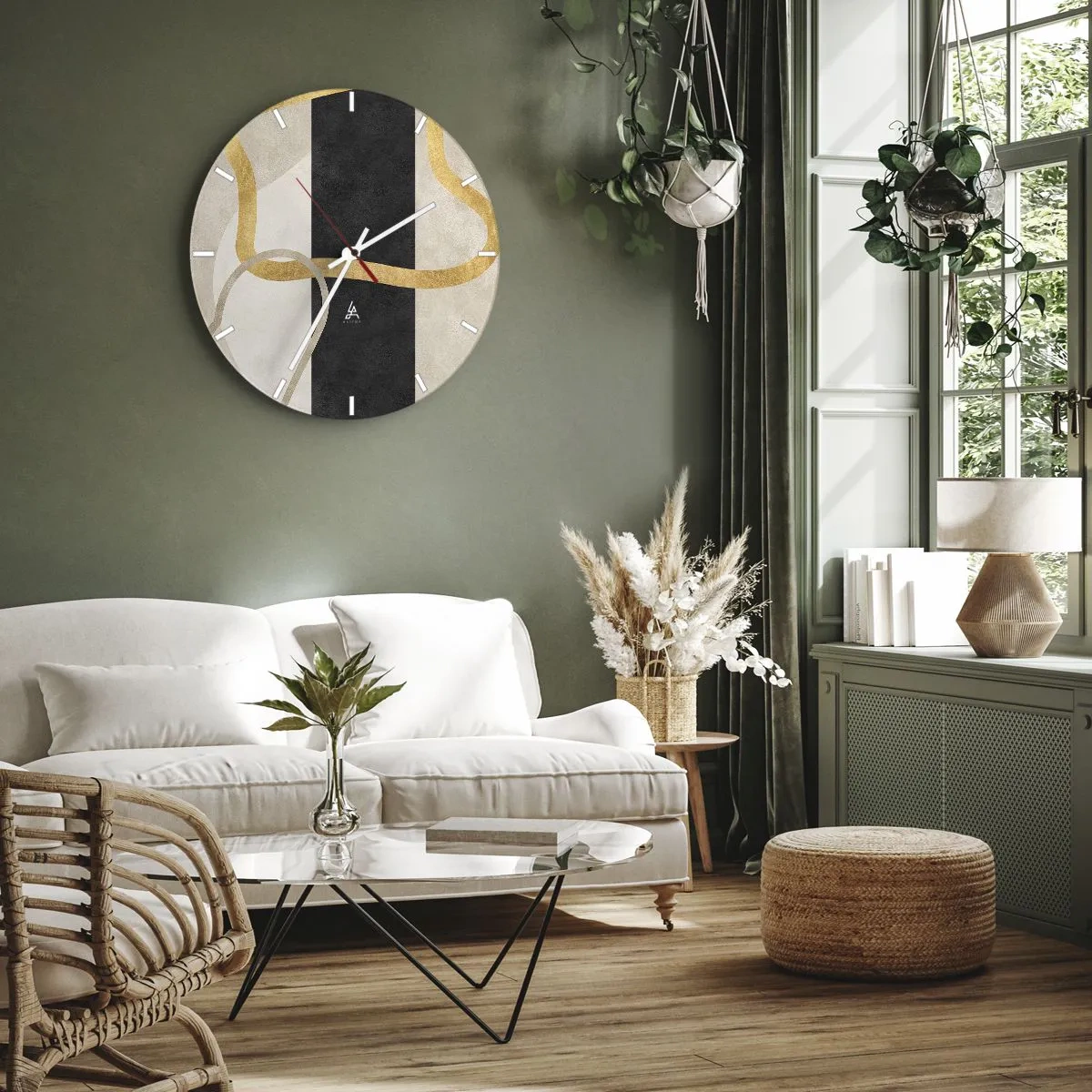 Reloj de pared - Reloj de vidrio - Formas en bucle - 40x40 cm