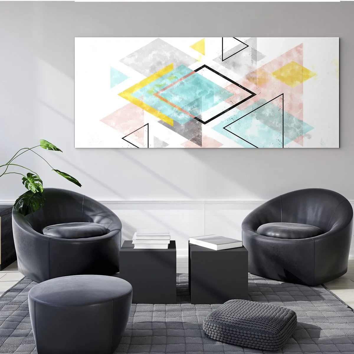Cuadro sobre vidrio - Impresiones sobre Vidrio - Un juego geométrico - 100x40 cm