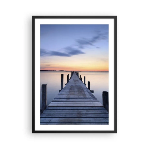 Póster en marco negro - Muelle junto al lago al atardecer - 50x70cm - La calma de un crepúsculo sereno - Decoración de pared moderna para salón y dormitorio ARTTOR