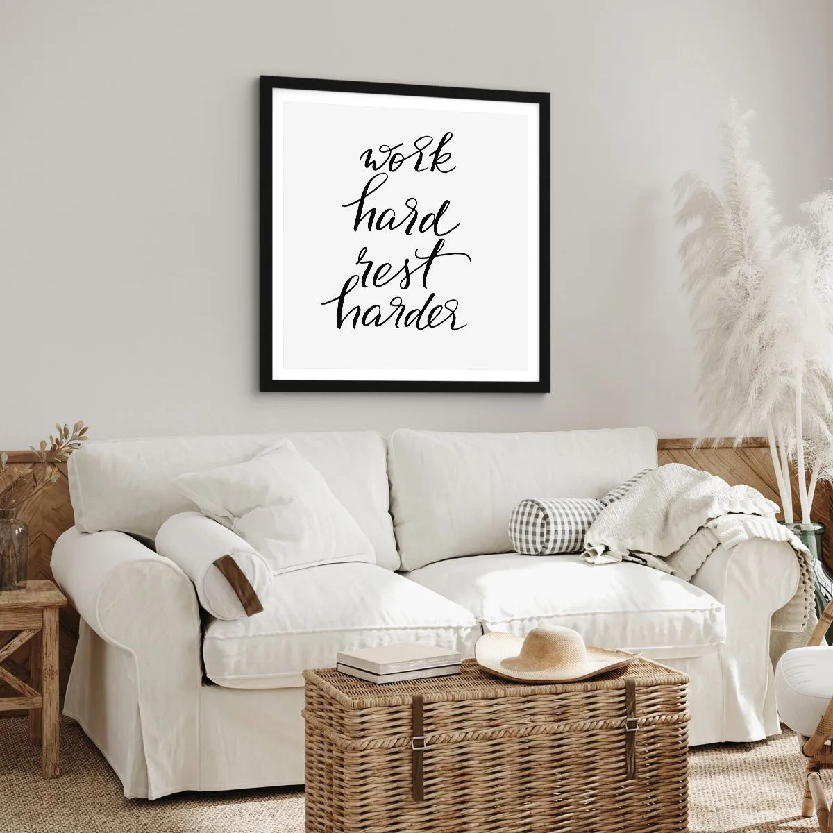 Póster en marco negro - Balance de vida - 40x40 cm