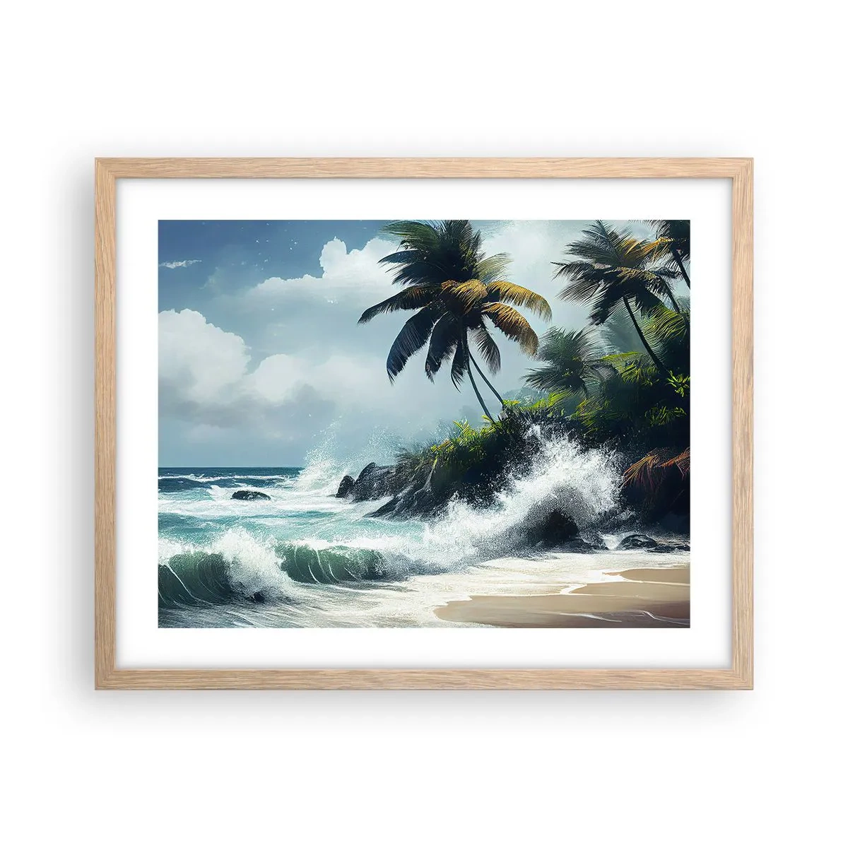 Póster en marco roble claro - En una costa tropical - 50x40 cm