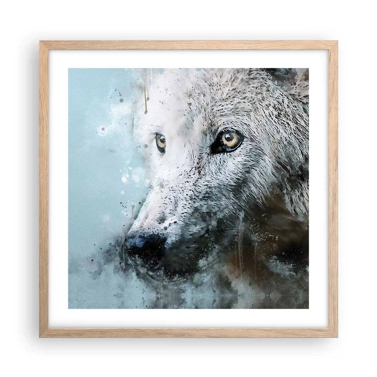 Póster en marco roble claro - Conoce el alma del lobo - 50x50 cm