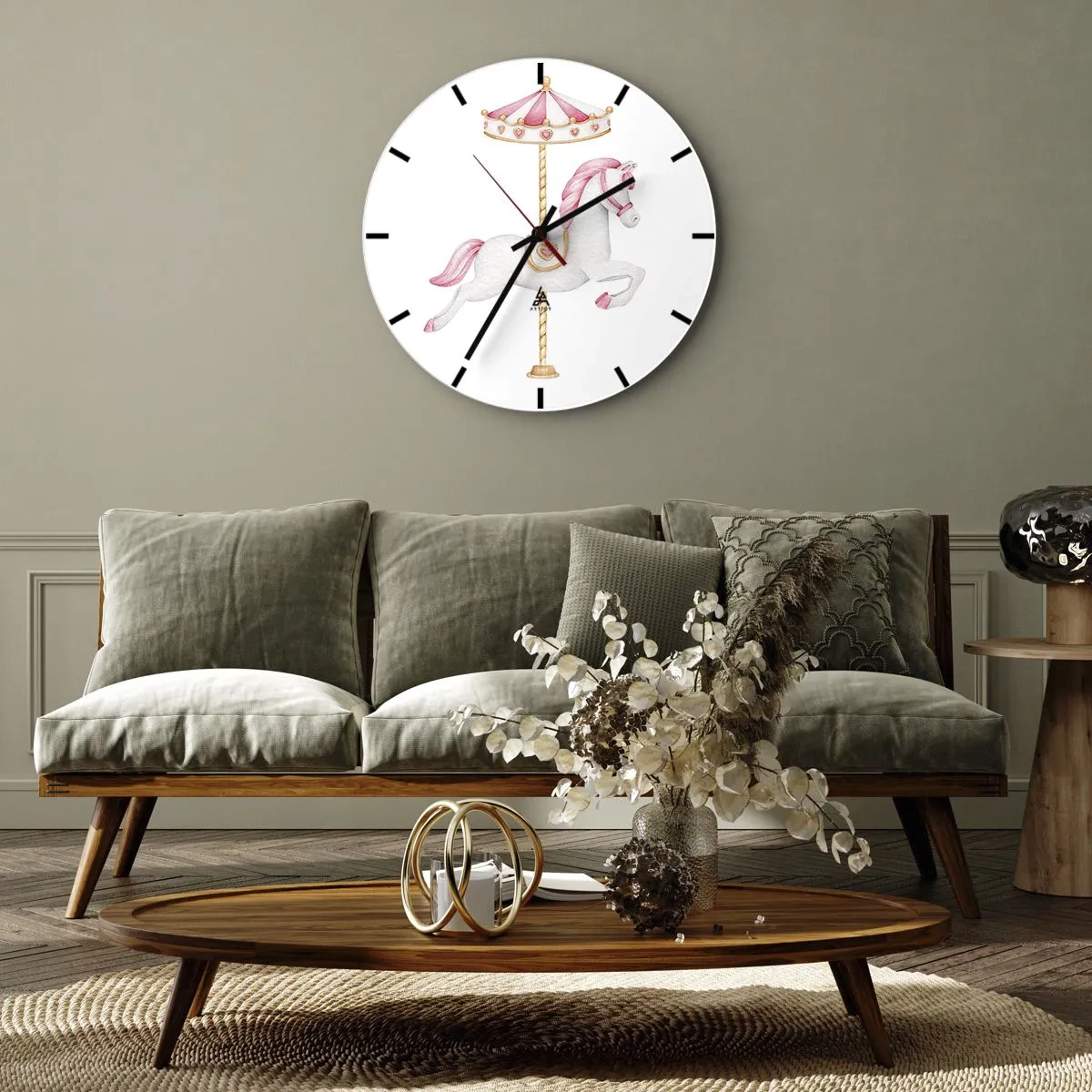 Reloj de pared - Reloj de vidrio - Partió al galope - 30x30 cm