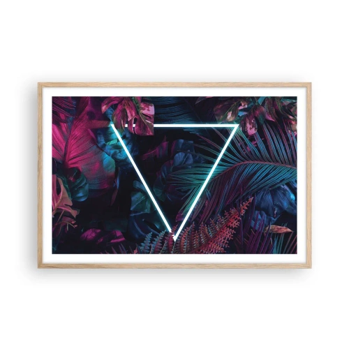 Póster en marco roble claro - Jardín fluorescente - 91x61 cm