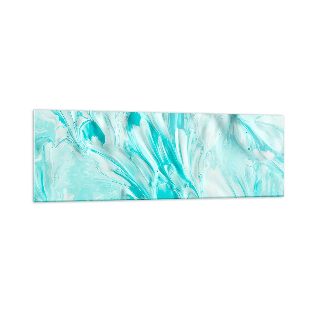 Cuadro sobre vidrio - Impresiones sobre Vidrio - Un motivo abstracto en tonos pastel de azul y blanco. - 160x50cm - Juntos para siempre - Decoración de pared moderna para salón y dormitorio ARTTOR