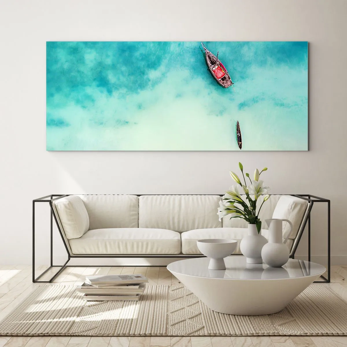 Cuadro sobre vidrio - Impresiones sobre Vidrio - Porque en las playas de Zanzíbar, cuando las aguas se desbordan... - 100x40 cm