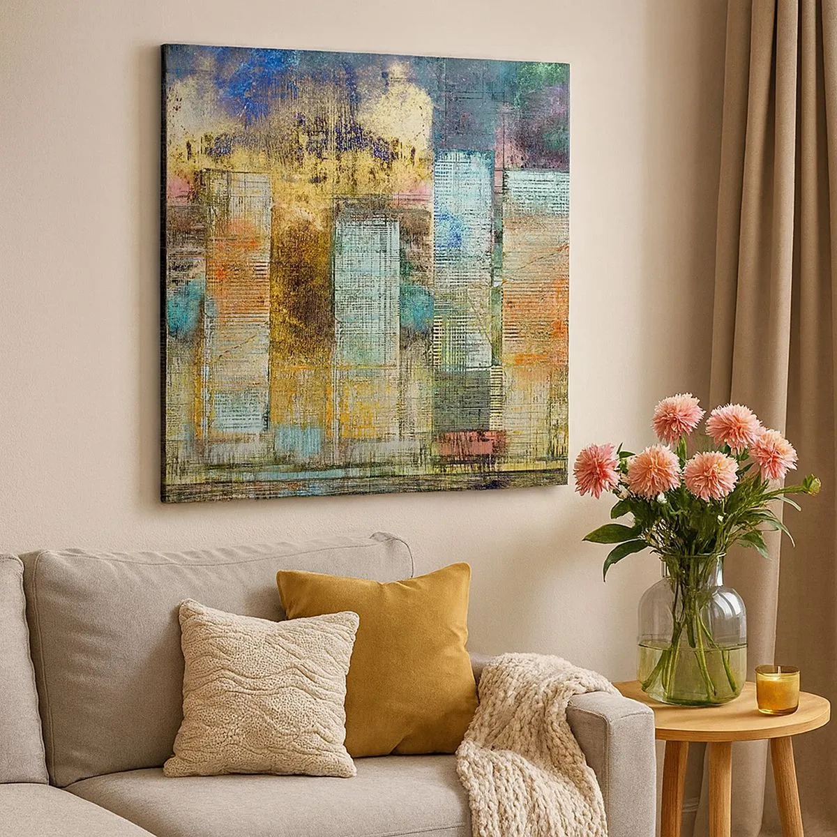 Cuadro sobre lienzo - Impresión de Imagen - Metrópolis soleada - 30x30 cm