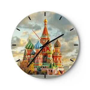 Reloj de pared - Reloj de vidrio - Catedral de San Basilio en Moscú - 30x30cm - Palacio de ensueño - Decoración de pared moderna para salón, cocina y dormitorio ARTTOR