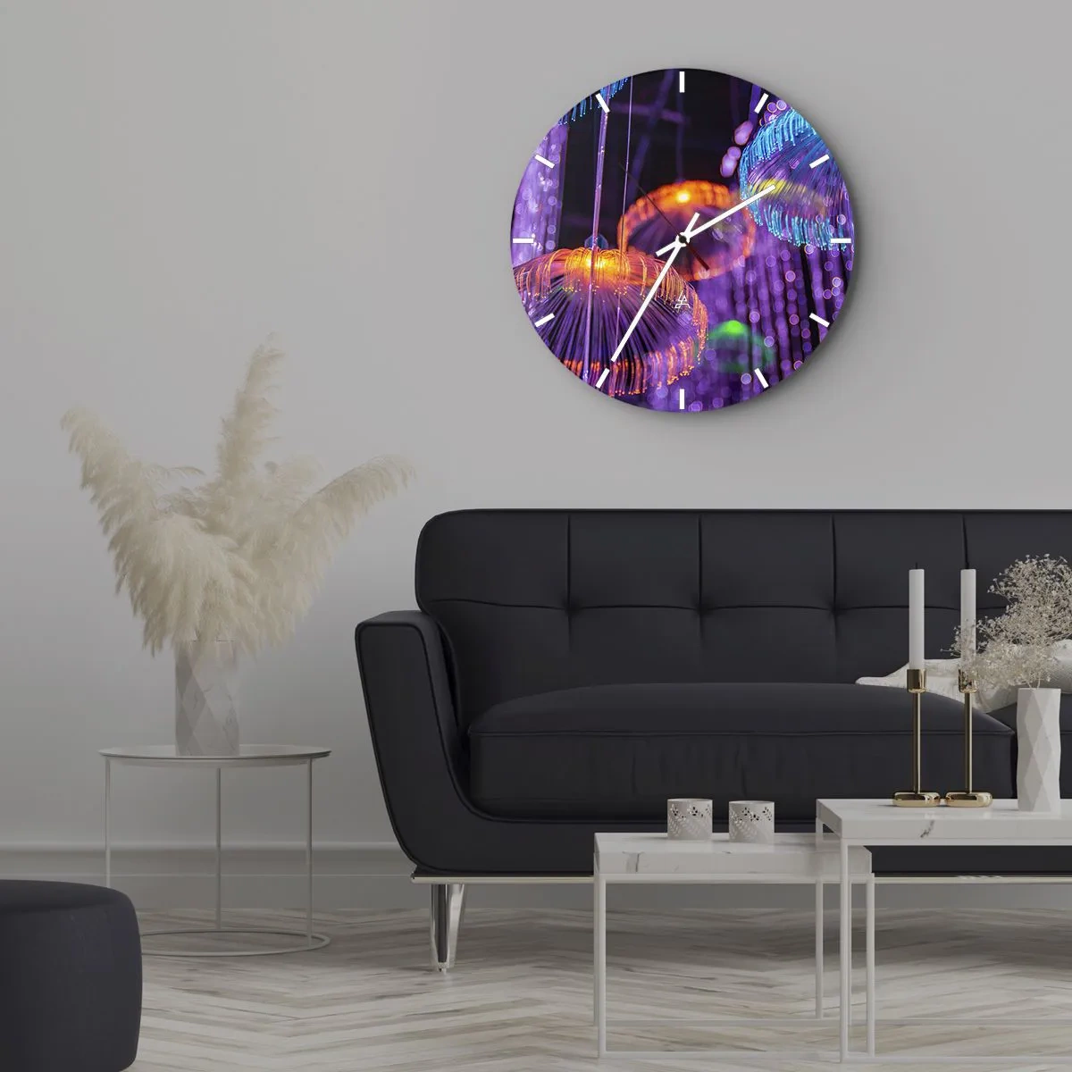 Reloj de pared - Reloj de vidrio - Fuente luminosa - 40x40 cm