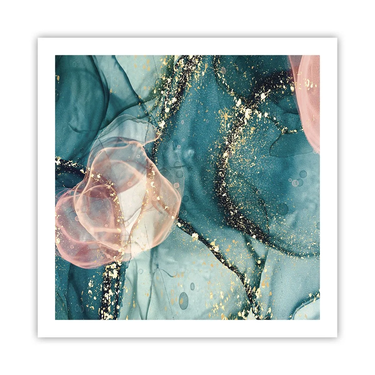 Póster - Seda azul, tul rosa - 60x60 cm
