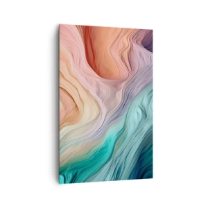 Cuadro sobre lienzo - Impresión de Imagen - Ondas abstractas en colores pastel y arcoíris - 80x120cm - Ola arco iris - Decoración de pared moderna para salón y dormitorio ARTTOR