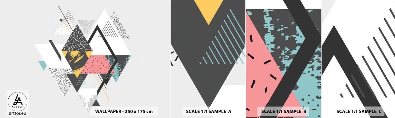 Muestra De Fotomural Standard Eco - Una variación del triángulo y el rombo - Abstracción, Pedazo, triangulos - 100x30 cm