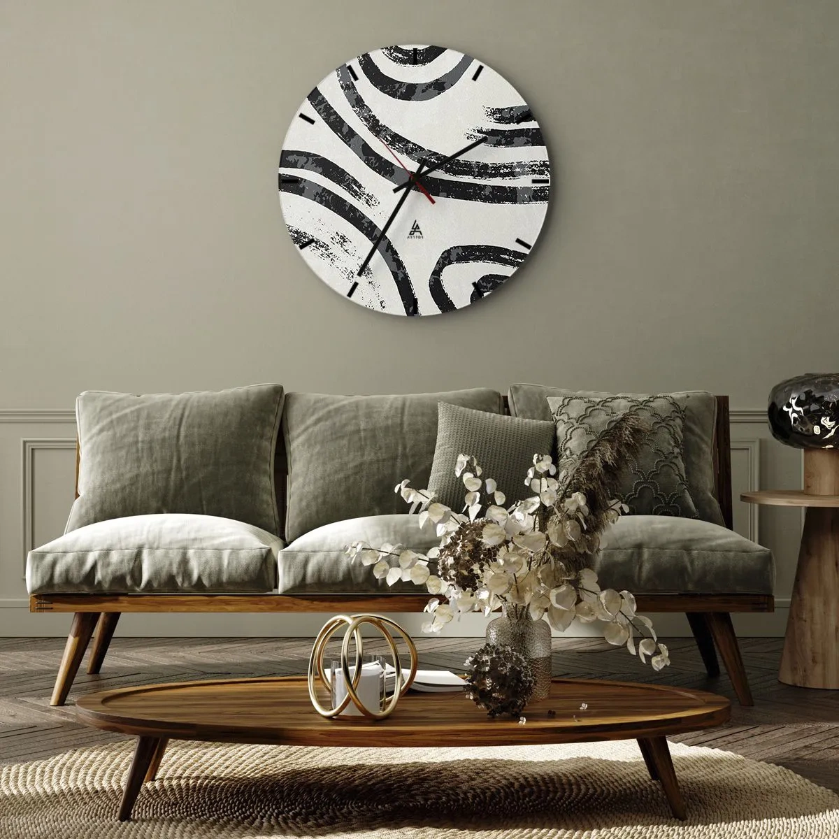 Reloj de pared - Reloj de vidrio - A medias - 40x40 cm