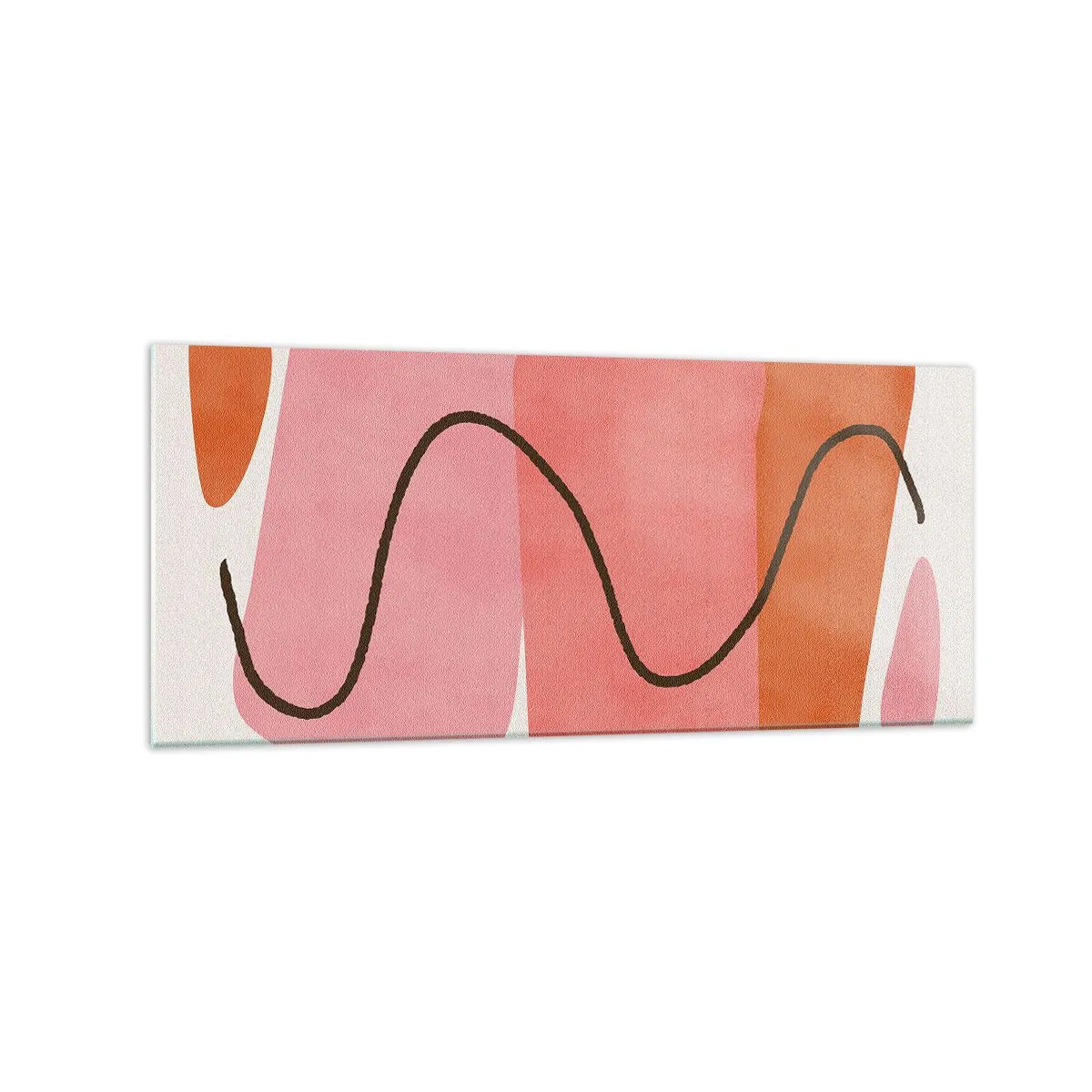 Cuadro sobre vidrio - Impresiones sobre Vidrio - Formas abstractas en tonos rosa y naranja. - 120x50cm - Suave movimiento de formas - Decoración de pared moderna para salón y dormitorio ARTTOR