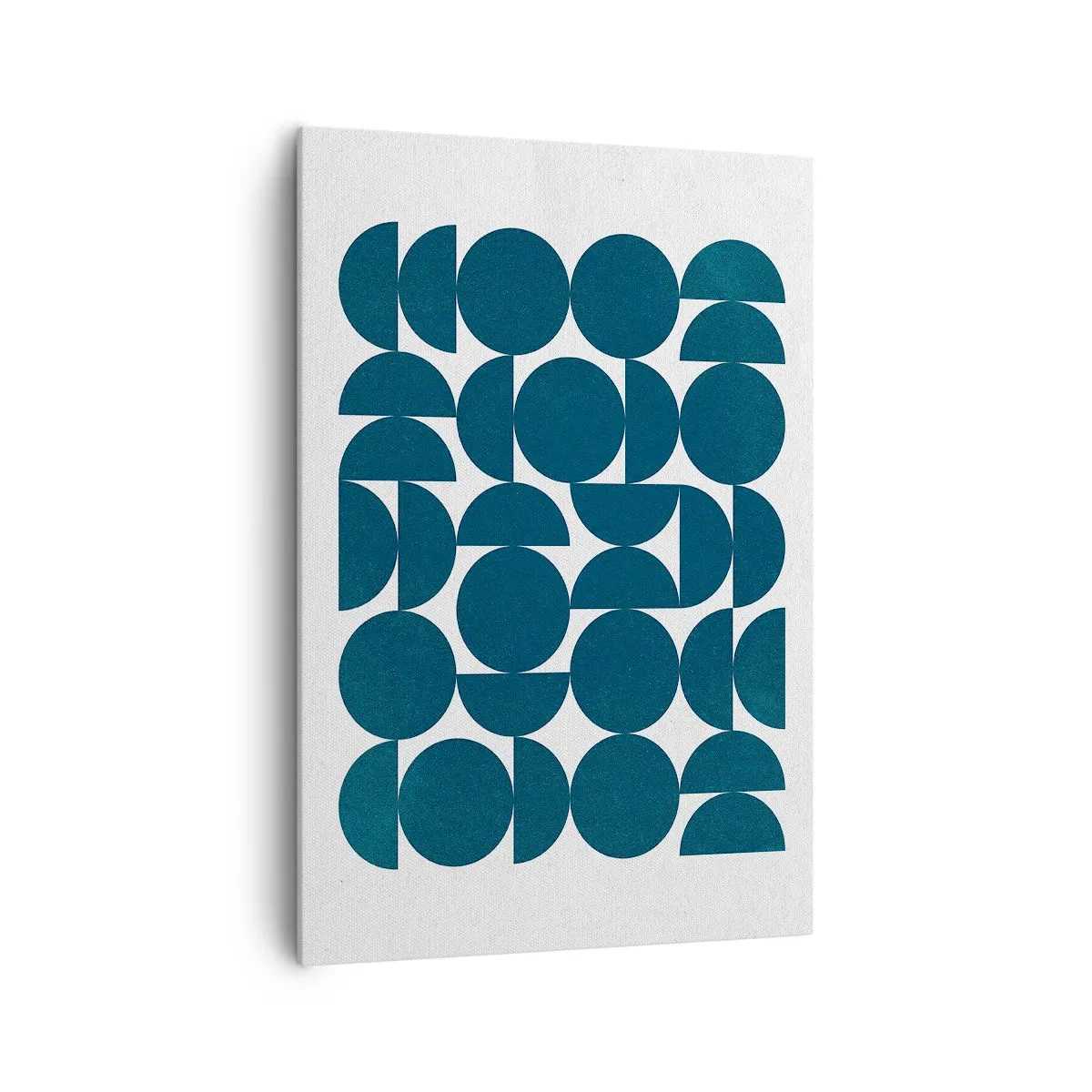 Cuadro sobre lienzo - Impresión de Imagen - Formas geométricas en tonos azul marino sobre fondo blanco. - 70x100cm - Círculos y semicírculos - Decoración de pared moderna para salón y dormitorio ARTTOR