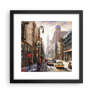 Póster en marco negro - Nueva York - también colorida bajo la lluvia - 30x30 cm