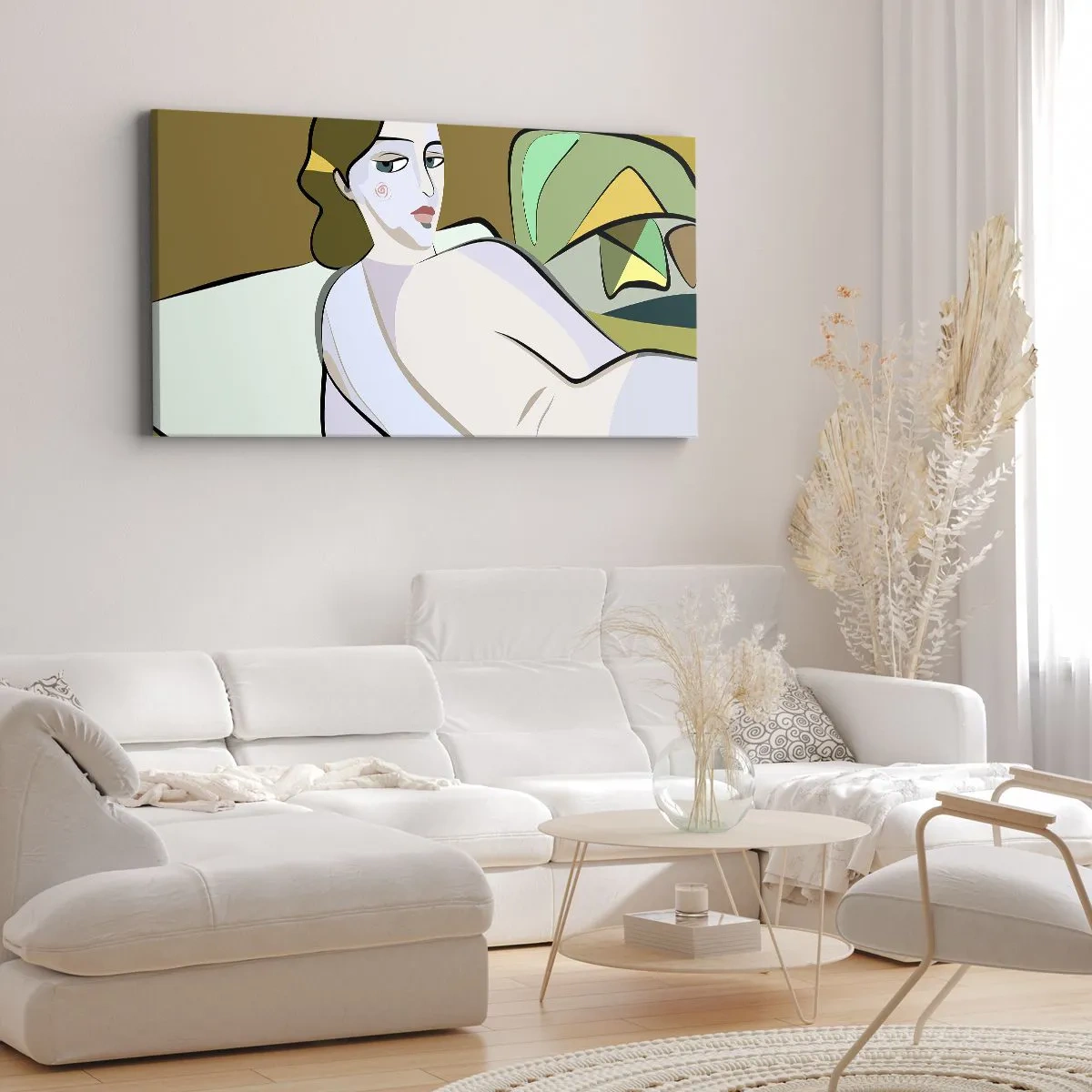 Cuadro sobre lienzo - Impresión de Imagen - Figura abstracta de estilo moderno. - 120x50cm - Retrato íntimo - Decoración de pared moderna para salón y dormitorio ARTTOR