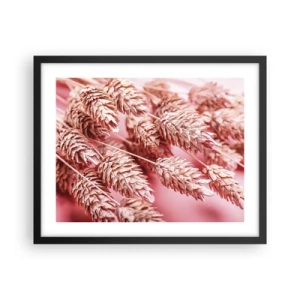 Póster en marco negro - Estructura floral en rosa - 50x40 cm