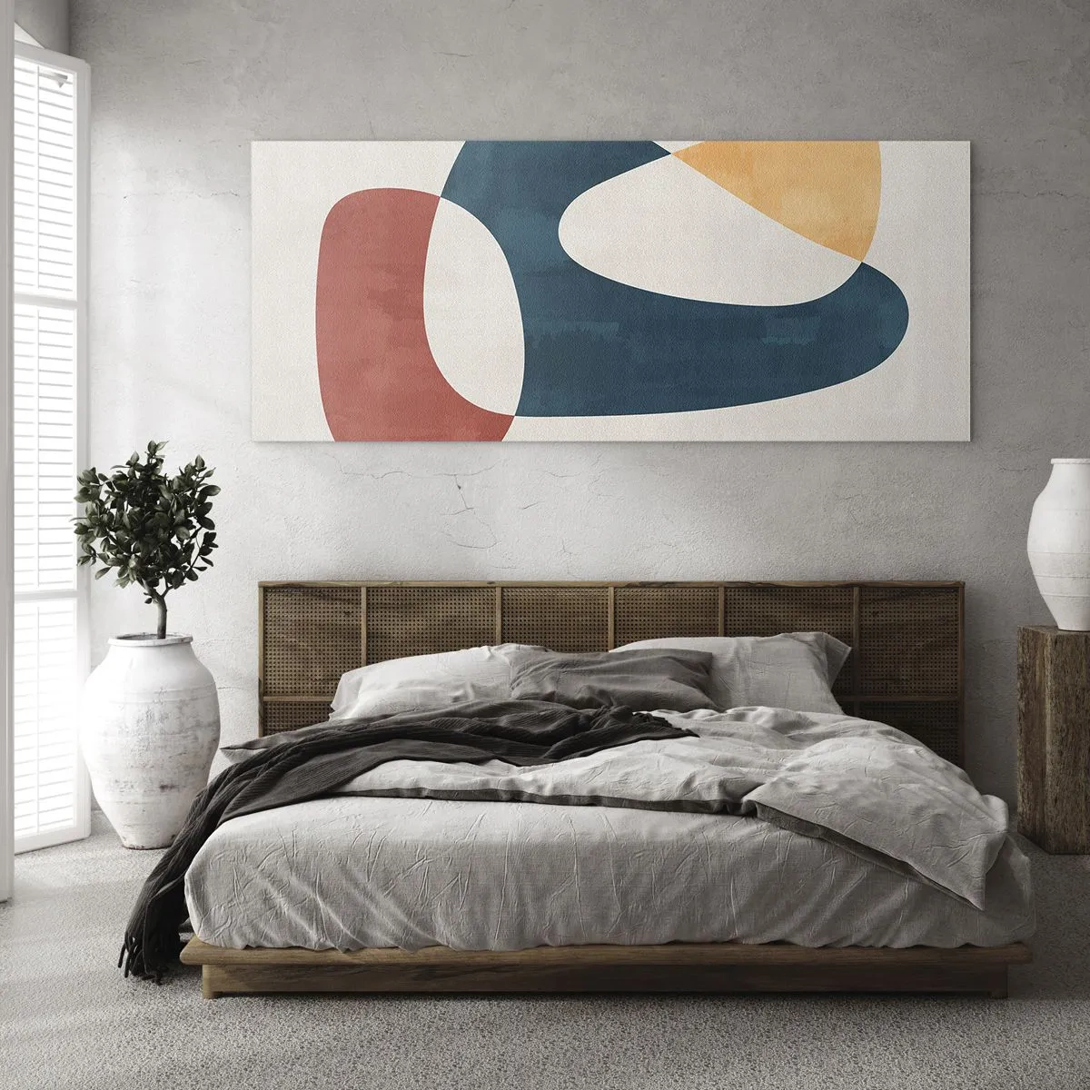 Cuadro sobre vidrio - Impresiones sobre Vidrio - Formas abstractas en colores armoniosos - 120x50cm - Influencias y metamorfosis - Decoración de pared moderna para salón y dormitorio ARTTOR