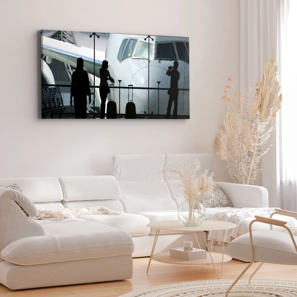 Cuadro sobre lienzo - Impresión de Imagen - Vis a vis en el aeropuerto - 90x30 cm