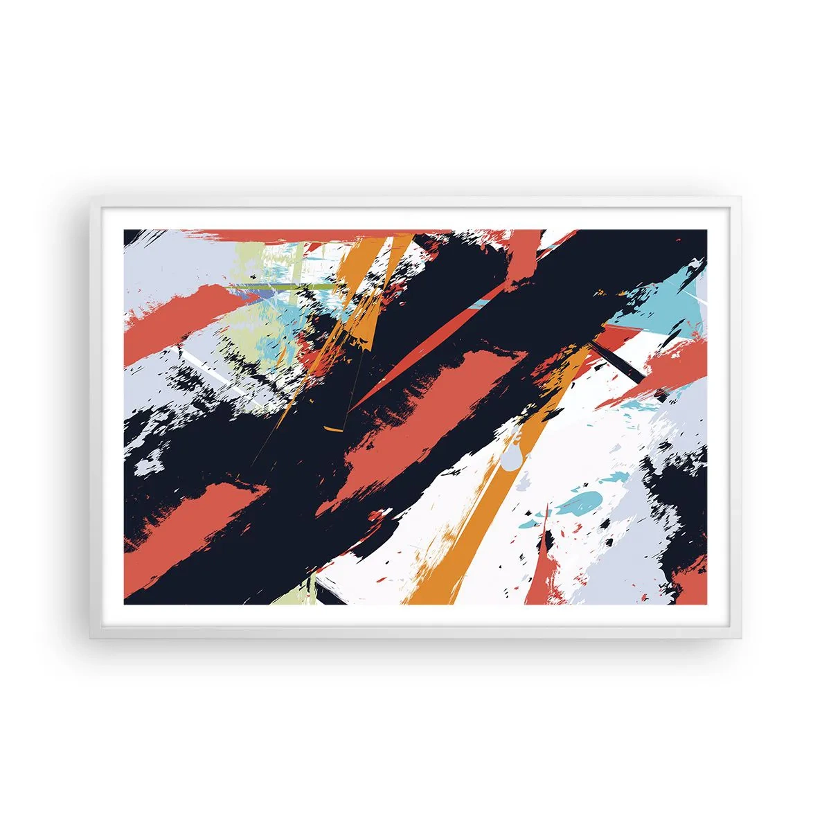 Póster en marco blanco - Composición dinámica - 91x61 cm