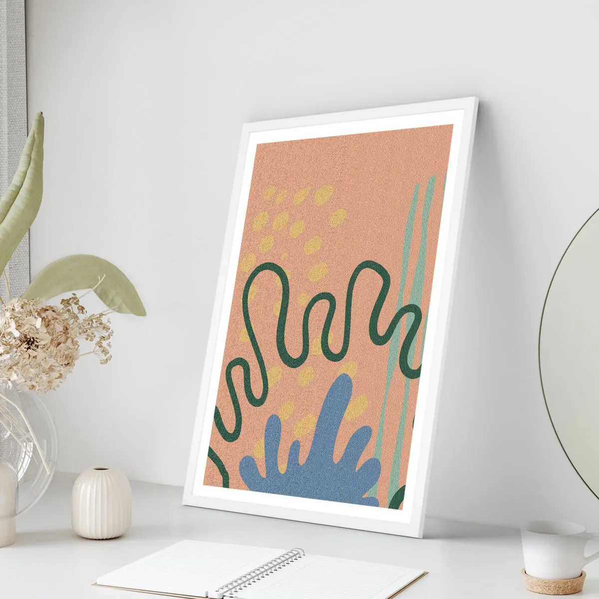 Póster en marco blanco - Abstracción: la diversidad de la naturaleza - 40x50 cm