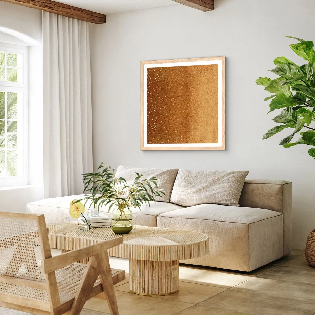 Póster en marco roble claro - Nacimiento de la luz - 60x60 cm